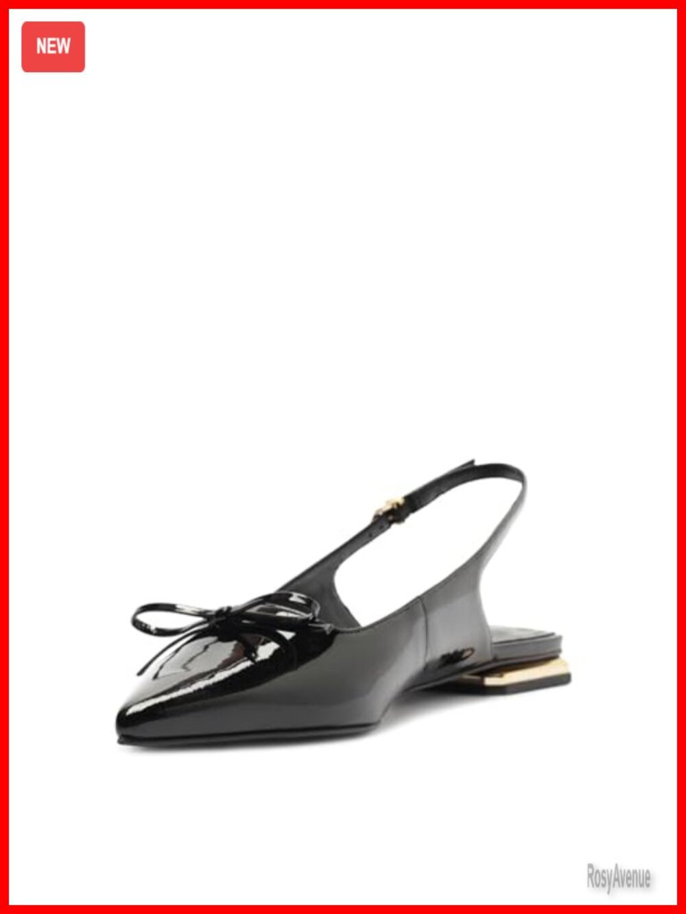 Slingback Patent Leather Ballet Flats Bow Detail Pointed Toe